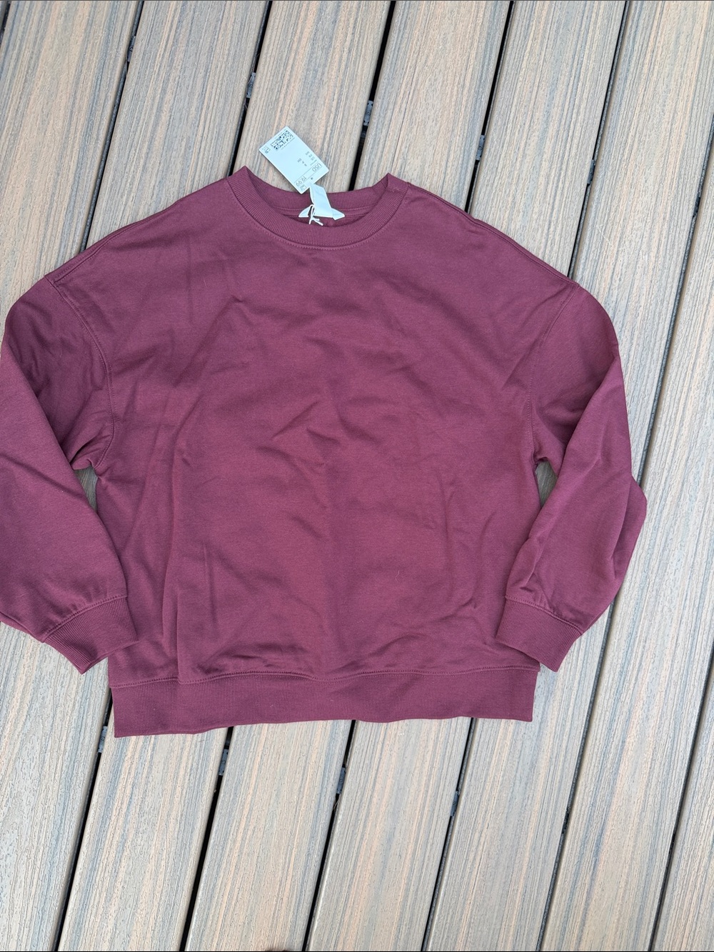 NWT Oversized H&M Women's Burgundy Crewneck Sweater